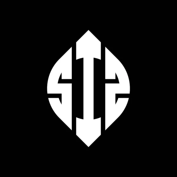 Projekt Logo Listu Okrągłego Siz Okręgiem Elipsą Litery Eliptyczne Siz — Wektor stockowy
