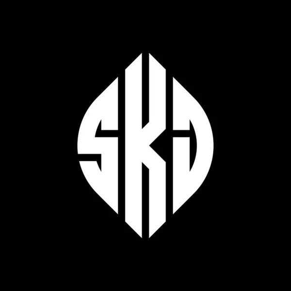 Дизайн Логотипа Круга Skj Кружком Эллипсом Буквы Эллипса Skj Типографским — стоковый вектор