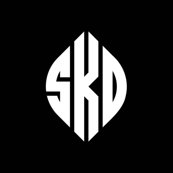 Дизайн Логотипа Круга Sko Кружком Эллипсом Эллипсовые Буквы Sko Типографским — стоковый вектор