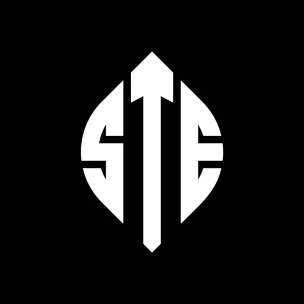 Ste Cerchio Lettera Logo Design Con Cerchio Forma Ellittica Lettere — Vettoriale Stock