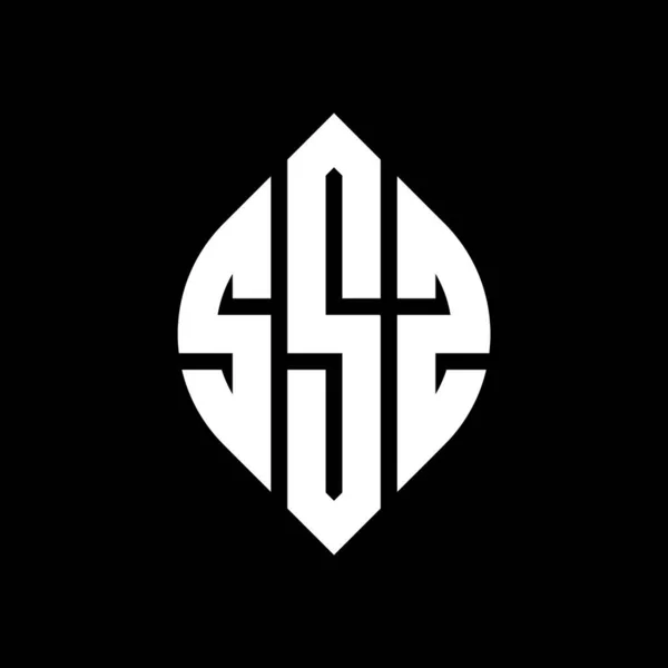 Desain Logo Lingkaran Ssz Dengan Lingkaran Dan Bentuk Elips Huruf - Stok Vektor