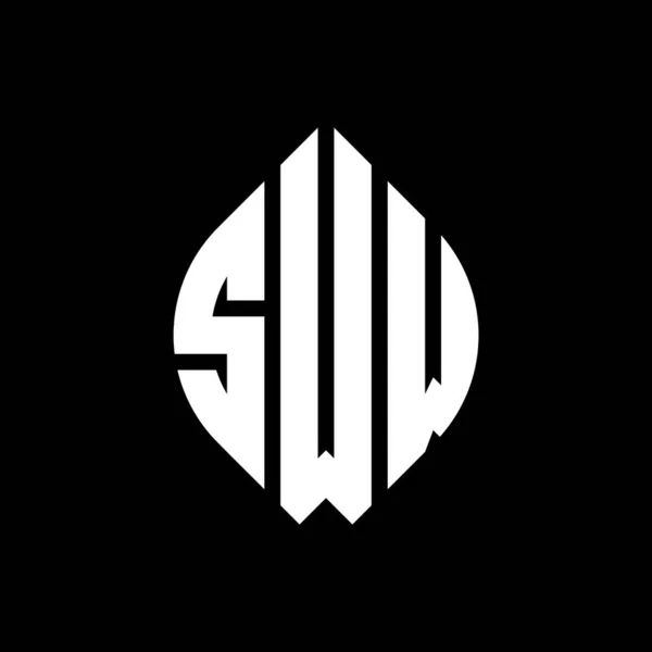 Diseño Logotipo Letra Círculo Sww Con Forma Círculo Elipse Sww — Vector de stock