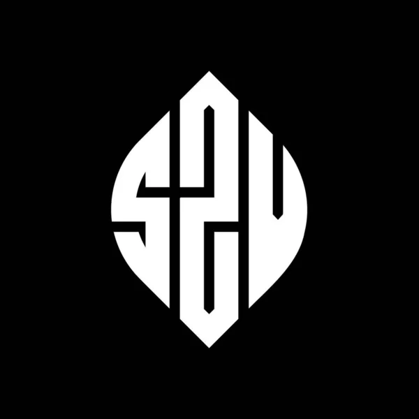 Szv Cerchio Lettera Logo Design Con Cerchio Forma Ellittica Lettere — Vettoriale Stock