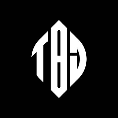 Çember ve elips şekilli TBJ daire harf logosu tasarımı. Tipografik tarzda TBJ elips harfleri. Üç baş harf daire şeklinde bir logo oluşturuyor. TBJ Çember Amblemi Soyut Monogram Harf İşaretleyici Vektörü.