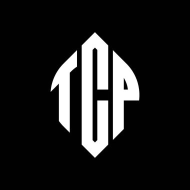 Çember ve elips şekilli TCP daire harf logosu tasarımı. Tipografik biçimli TCP elips harfleri. Üç baş harf daire şeklinde bir logo oluşturuyor. TCP Çember Amblemi Soyut Monogram Harf İşaretleyici Vektörü.