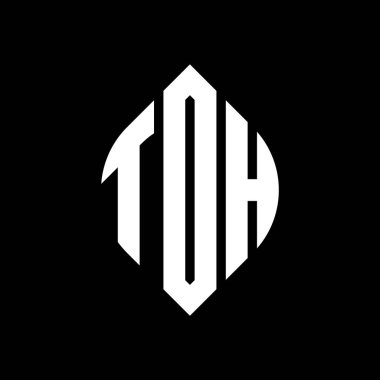 Çember ve elips şekilli TDH daire harf logosu tasarımı. Tipografik biçimli TDH elips harfleri. Üç baş harf daire şeklinde bir logo oluşturuyor. TDH Çember Amblemi Soyut Monogram Harf İşaretleyici Vektörü.