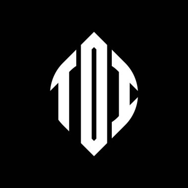 Çember ve elips şekilli TDI daire harf logosu tasarımı. Tipografik biçimli TDI elips harfleri. Üç baş harf daire şeklinde bir logo oluşturuyor. TDI Çember Amblemi Soyut Monogram Harf İşaretleyici Vektörü.