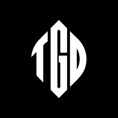 Çember ve elips şekilli TGD daire harf logosu tasarımı. Tipografik biçimli TGD elips harfleri. Üç baş harf daire şeklinde bir logo oluşturuyor. TGD Çember Amblemi Soyut Monogram Harf İşaretleyici Vektörü.