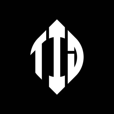 Çember ve elips şekilli TIJ daire şeklinde harf logosu tasarımı. Tipografik şekilli TIJ elips harfleri. Üç baş harf daire şeklinde bir logo oluşturuyor. TIJ Çember Amblemi Soyut Monogram Harf İşaretleyici Vektörü.