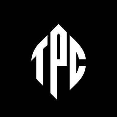 Çember ve elips şekilli TPC daire harf logosu tasarımı. Tipografik biçimli TPC elips harfleri. Üç baş harf daire şeklinde bir logo oluşturuyor. TPC Çember Amblemi Soyut Monogram Harf İşaretleyici Vektörü.