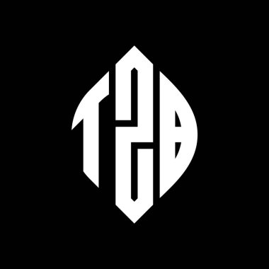 Çember ve elips şekilli TZB daire harf logosu tasarımı. Tipografik biçimli TZB elips harfleri. Üç baş harf daire şeklinde bir logo oluşturuyor. TZB Çember Amblemi Soyut Monogram Harf İşaretleyici Vektörü.
