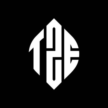 Çember ve elips şekilli TZE daire harf logosu tasarımı. Tipografik biçimli TZE elips harfleri. Üç baş harf daire şeklinde bir logo oluşturuyor. TZE Çember Amblemi Soyut Monogram Harf İşaretleyici Vektörü.