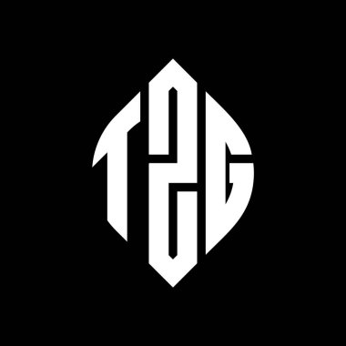 Çember ve elips şekilli TZG daire harf logosu tasarımı. Tipografik biçimli TZG elips harfleri. Üç baş harf daire şeklinde bir logo oluşturuyor. TZG Çember Amblemi Soyut Monogram Harf İşaretleyici Vektörü.