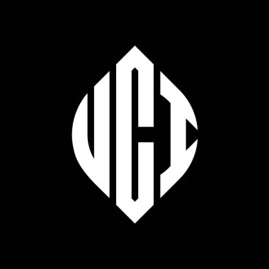 Çember ve elips şekilli UCI daire harf logosu tasarımı. Typographic tarzında UCI elips harfleri. Üç baş harf daire şeklinde bir logo oluşturuyor. UCI Çember Amblemi Soyut Monogram Harf İşaretleme Vektörü.