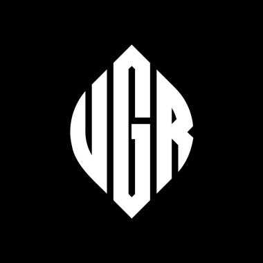 Çember ve elips şekilli UGR daire harf logosu tasarımı. UGR elips harfleri tipografik tarzda. Üç baş harf daire şeklinde bir logo oluşturuyor. UGR Çember Amblemi Soyut Monogram Harf İşaretleyici Vektörü.