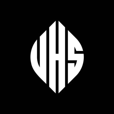 Çember ve elips şekilli UHS daire harf logosu tasarımı. Tipografik biçimli UHS elips harfleri. Üç baş harf daire şeklinde bir logo oluşturuyor. UHS Çember Amblemi Soyut Monogram Harf İşaretleyici Vektörü.
