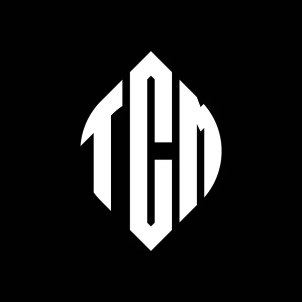Tcm Cerchio Lettera Logo Design Con Cerchio Forma Ellittica Lettere — Vettoriale Stock