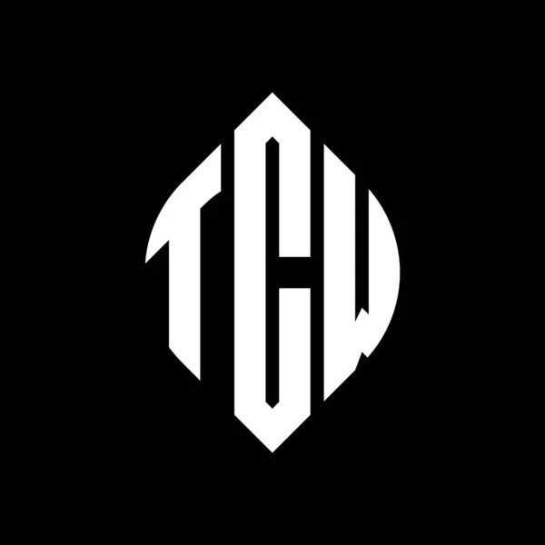 Tcw Kruh Písmeno Logo Design Kružnicí Elipsy Tvar Tcw Elipsy — Stockový vektor
