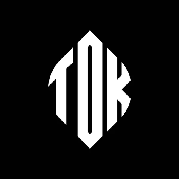 Design Logotipo Letra Círculo Tdk Com Forma Círculo Elipse Letras — Vetor de Stock