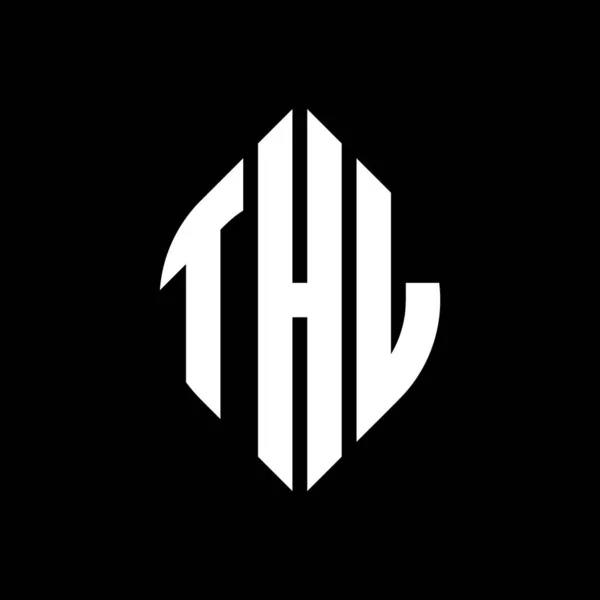 Çember Elips Şekilli Thl Daire Harf Logosu Tasarımı Typographic Tarzında — Stok Vektör