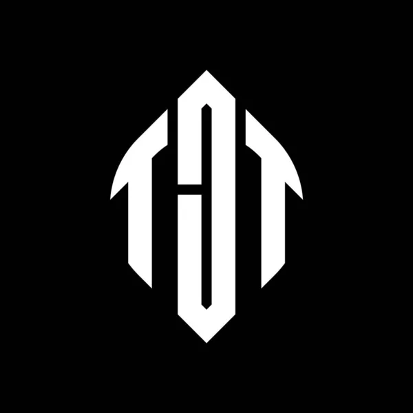 Tjt Cercle Lettre Logo Design Avec Cercle Ellipse Forme Lettres — Image vectorielle