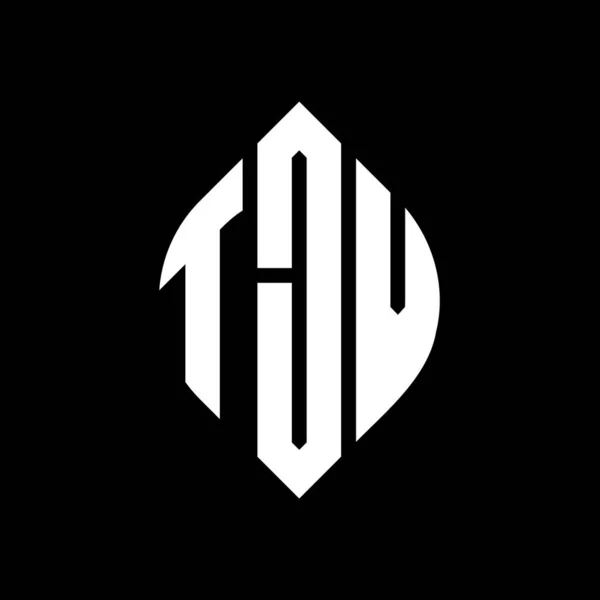 Tjv Cercle Lettre Logo Design Avec Cercle Ellipse Forme Lettres — Image vectorielle