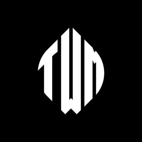 Desenho Logotipo Letra Círculo Twm Com Forma Círculo Elipse Twm —  Vetores de Stock