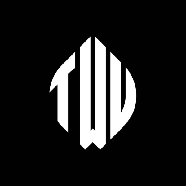 Дизайн Логотипа Круга Twu Кругом Эллипсом Twu Pse Letters Typographic — стоковый вектор