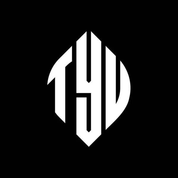 Дизайн Логотипу Літери Tyu Колом Формою Еліпса Титульні Літери Типографічним — стоковий вектор