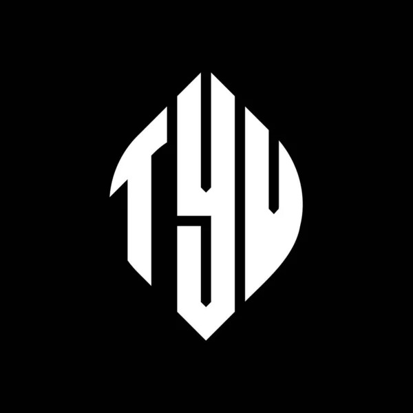 Çember Elips Şekilli Tyv Daire Harf Logosu Tasarımı Tipografik Biçimli — Stok Vektör