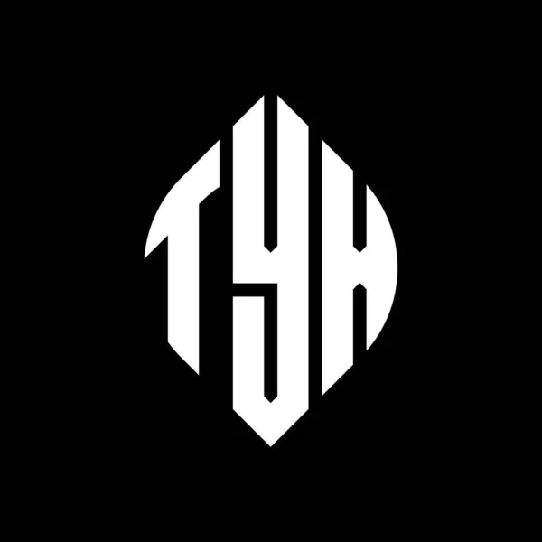 Çember Elips Şekilli Tyx Daire Harf Logosu Tasarımı Tipografik Biçimli — Stok Vektör