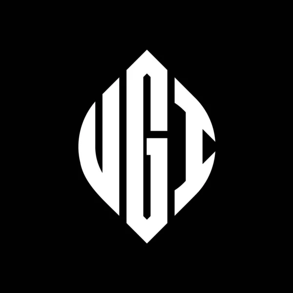 Ugi 디자인에 Ugi 타이포그래피 스타일의 이니셜은 로고를 Ugi Circle Emblem — 스톡 벡터