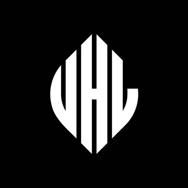 Çember Elips Şekilli Uhl Daire Harf Logosu Tasarımı Tipografik Biçimli — Stok Vektör
