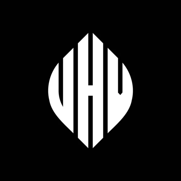 Dairesel Elips Şekilli Uhv Daire Harf Logosu Tasarımı Tipografik Tarzda — Stok Vektör