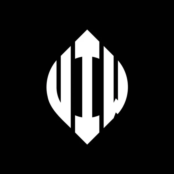 Diseño Del Logotipo Letra Del Círculo Uiw Con Forma Círculo — Vector de stock