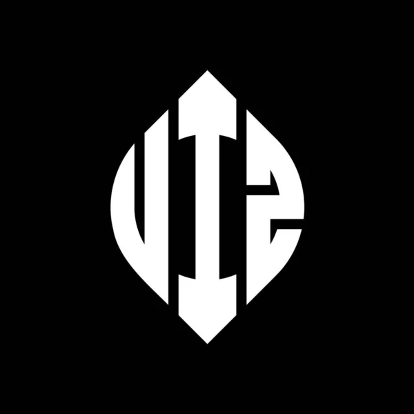 Logo Lettera Cerchio Uiz Design Con Cerchio Forma Ellittica Lettere — Vettoriale Stock