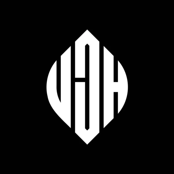 Ujh Letter Logo Design Circle Ellipse Shape Ujh Эллиптические Буквы — стоковый вектор