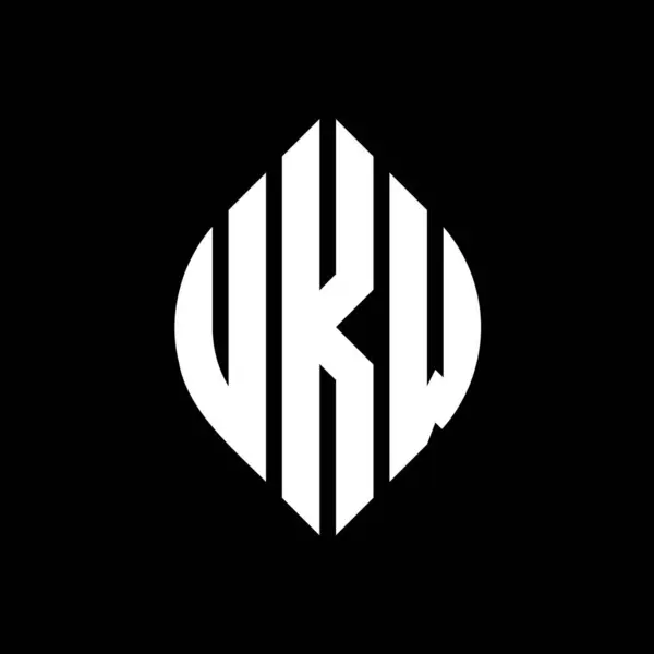 Çember Elips Şekilli Ukw Daire Harf Logosu Tasarımı Tipografik Biçimli — Stok Vektör