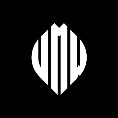 Çember ve elips şekilli UMW daire harf logosu tasarımı. UMW elips harfleri tipografik tarzda. Üç baş harf daire şeklinde bir logo oluşturuyor. UMW Çember Amblemi Soyut Monogram Harf İşaretleyici Vektörü.