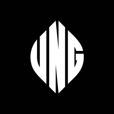 Çember ve elips şekilli UNG daire harf logosu tasarımı. Tipografik tarzda UNG elips harfleri. Üç baş harf daire şeklinde bir logo oluşturuyor. UNG Çember Amblemi Soyut Monogram Harf İşaretleyici Vektörü.