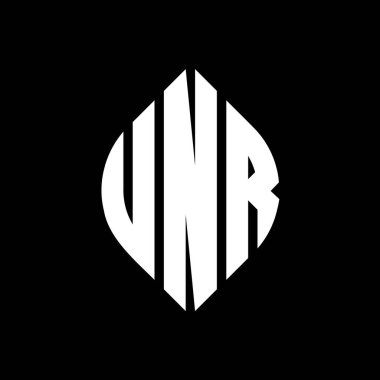 Çember ve elips şekilli UNR daire harf logosu tasarımı. Typographic tarzında UNR elips harfleri. Üç baş harf daire şeklinde bir logo oluşturuyor. UNR Çember Amblemi Soyut Monogram Harf İşaretleyici Vektörü.