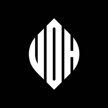 Daire şeklinde ve elips şekilli UOH daire harf logosu tasarımı. UOH elips harfleri tipografik tarzda. Üç baş harf daire şeklinde bir logo oluşturuyor. UOH Çember Amblemi Soyut Monogram Harf İşareti Vektörü.