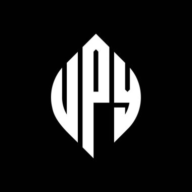 Çember ve elips şekilli UPY daire harf logosu tasarımı. Tipografik biçimli UPY elips harfleri. Üç baş harf daire şeklinde bir logo oluşturuyor. UPY Çemberi Amblemi Soyut Monogram Harf İşaretleyici Vektörü.