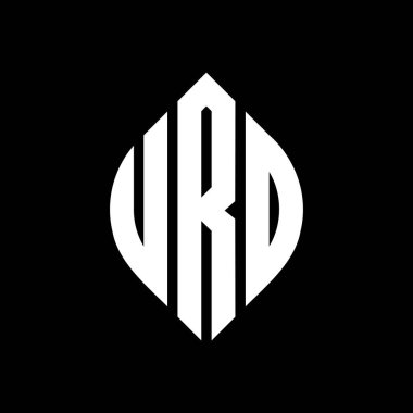 Çember ve elips şekilli URO daire harf logosu tasarımı. Tipografik biçimli URO elips harfleri. Üç baş harf daire şeklinde bir logo oluşturuyor. URO Çemberi Amblemi Soyut Monogram Harf İşaretleme Vektörü.