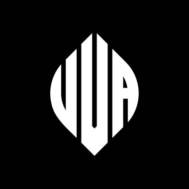 Dairesel ve elips şekilli UVA daire harfli logo tasarımı. Tipografik tarzda UVA elips harfleri. Üç baş harf daire şeklinde bir logo oluşturuyor. UVA Çember Amblemi Soyut Monogram Harf İşaretleyici Vektörü.