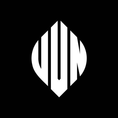 Çember ve elips şekilli UVN daire harf logosu tasarımı. Typographic tarzında UVN elips harfleri. Üç baş harf daire şeklinde bir logo oluşturuyor. UVN Çember Amblemi Soyut Monogram Harf İşaretleyici Vektörü.