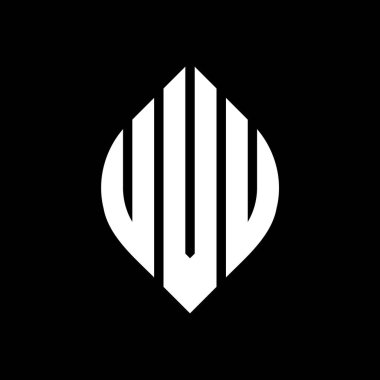 Çember ve elips şekilli UVU daire harf logosu tasarımı. Tipografik tarzda UVU elips harfleri. Üç baş harf daire şeklinde bir logo oluşturuyor. UVU Çember Amblemi Soyut Monogram Harf İşaretleyici Vektörü.