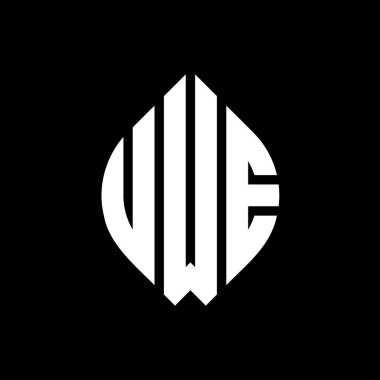 Çember ve elips şekilli UWE daire şeklinde harf logosu tasarımı. UWE elips harfleri tipografik tarzda. Üç baş harf daire şeklinde bir logo oluşturuyor. UWE Çember Amblemi Soyut Monogram Harf İşaretleme Vektörü.