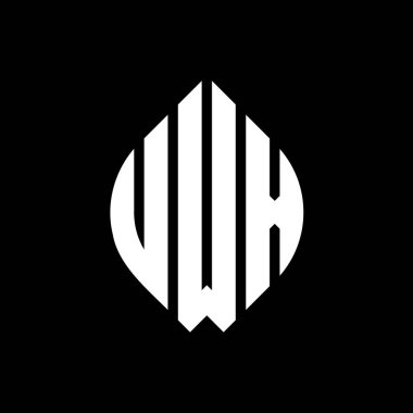 Çember ve elips şekilli UWX daire harf logosu tasarımı. Tipografik biçimli UWX elips harfleri. Üç baş harf daire şeklinde bir logo oluşturuyor. UWX Çember Amblemi Soyut Monogram Harf İşaretleyici Vektörü.
