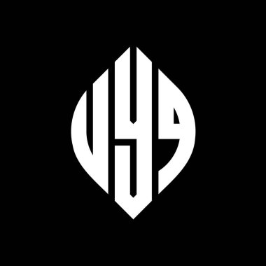 Dairesel ve elips şekilli UYQ daire harf logosu tasarımı. Tipografik biçimli UYQ elips harfleri. Üç baş harf daire şeklinde bir logo oluşturuyor. UYQ Çember Amblemi Soyut Monogram Harf İşaretleyici Vektörü.